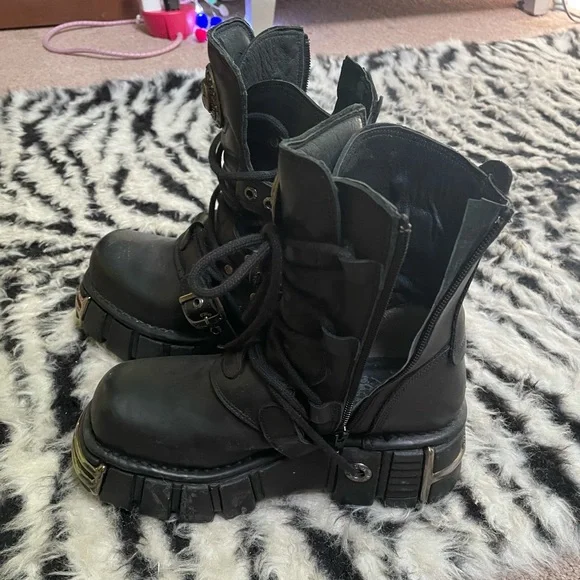 Black New Rock Reactor Combat & Moto Boots - Picture 3 of 5